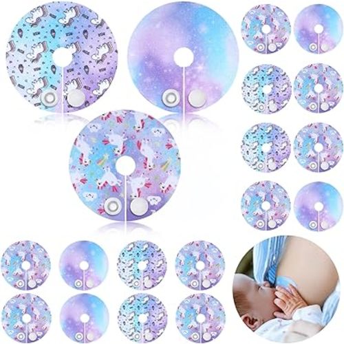 Breling 24 Pack G Tube Button Covers Cotton Pads for Feeding Support G Tube Accessories, Unicorn Feeding Button Pads Supplies Nursing Breast Supplies for Women