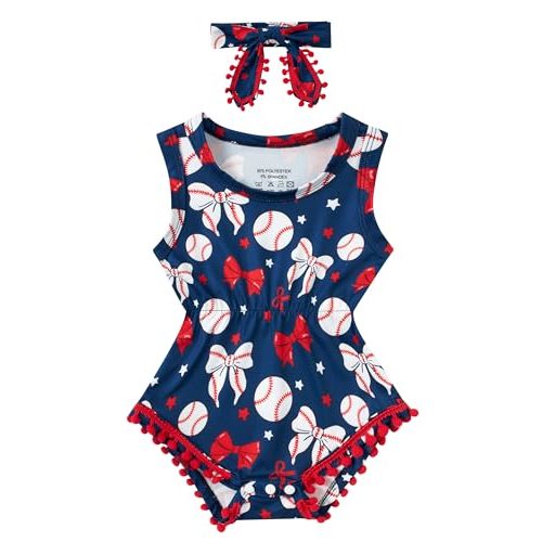 BFUSTYLE Baby Girl Clothes 0-24 Months Outfit Sleeveless Infant Romper | Cute Round Neck One Piece Bodysuit with Headband for Daily,Birthday,Party,Vacation