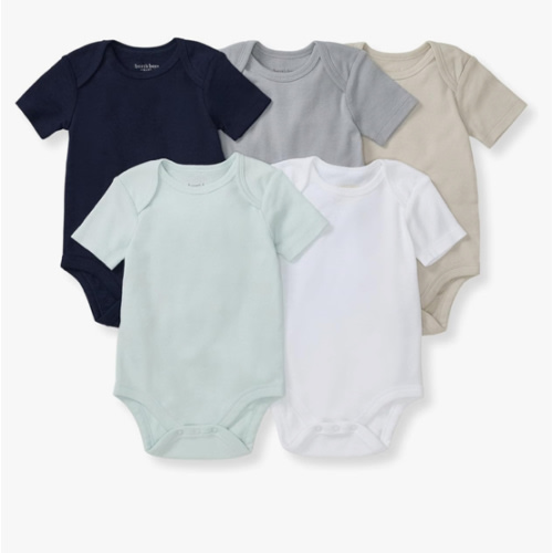 Burt's Bees Baby Bodysuits, Short Sleeve and Long Sleeve One-Pieces, 100% Organic Cotton, Pack of 5