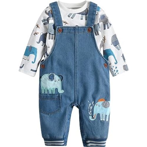 Cute Baby Boy Clothes Suit Toddler Boys' Striped long Sleeve T-Shirt+Denim Overalls Jumpsuit Pants Outfits Sets