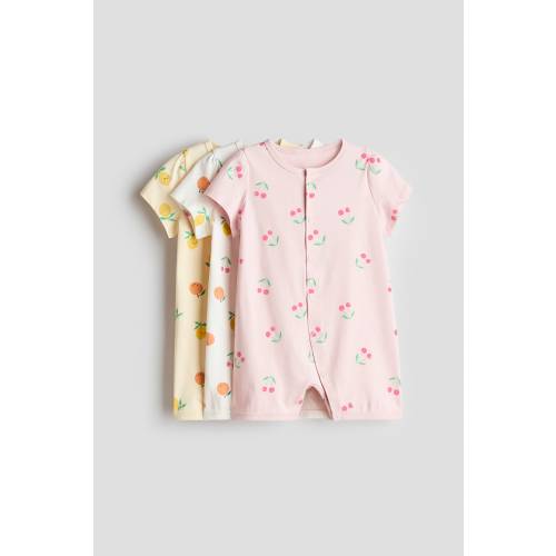 3-PACK SHORT COTTON PAJAMA JUMPSUITS