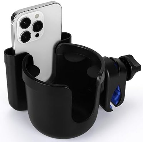 Accmor Wheelchair Cup Holder with Phone Holder, Cup Holder for Walker, Universal 360° Rotatable Rollator Scooter Wheelchiar Cup Holder Attachment Accessory