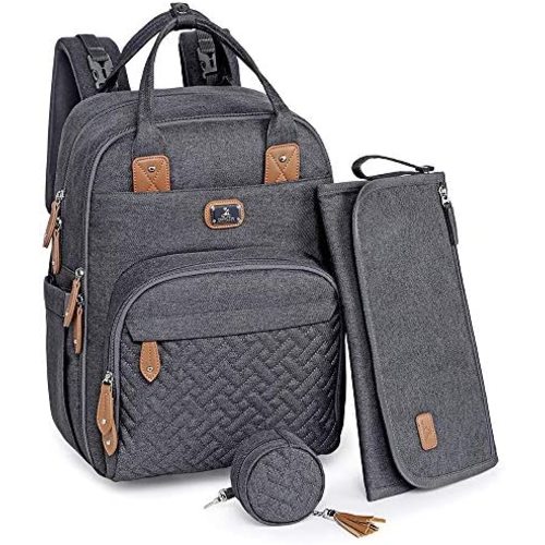 Diaper Bag Backpack with Portable Changing Pad, Pacifier Case and Stroller Straps