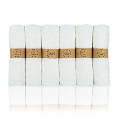 The Motherhood Collection 6 ULTRA SOFT Baby Bath Washcloths, 100% Natural Bamboo Towels, Dye Free, Perfect for Sensitive Baby Skin, 6 Pack 10"x10" (Dye Free)