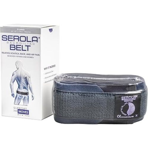 Serola Sacroiliac Belt for SI Joint Dysfunction – (X-Large fits 46” to 52”) Lower Back, Sciatic, Pelvic & Hip Support brace for Women & Men | Non-Slip, Adjustable & Breathable Pain Relief Brace