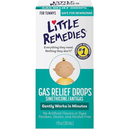 Little Remedies Gas Relief Drops for Infant Tummy Discomfort and Baby Gas Relief, Simethicone Antigas Drops Safe for Newborns, Sodium Free, 1 Fluid Ounce (Pack of 1)