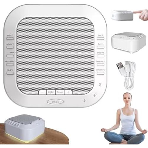 Sound Machine Solfeggio Frequencies,Healing Frequency Sound Machine,White Noise Sound Machine,28 Soothing Sounds,3 Timing Modes,3 Color Soft Night Light for Meditation,Sleeping,Yoga,Relaxation