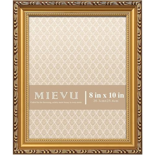 8×10 Picture Frame Gold - Picture Frames for Wall Hanging And Tabletop Display, Ornate Photo Frame for Poster,Vintage Frames,with Durable Plexiglass
