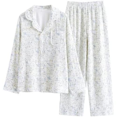 Wyeysyt Cotton Pajamas for Women Long Sleeve 2 Piece Pj Set