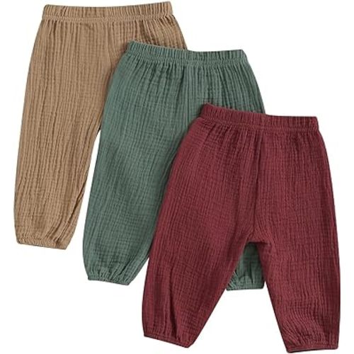3 Pack Toddler Baby Boy Girl Solid Color Shorts Elastic Waist Casual Short Trousers Spring Summer Fall Short Pants