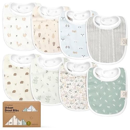 8-Pack Organic Baby Bibs for Boys, Girls - Soft Cotton Drooling and Teething Bibs for Baby Girl & Boy, Extra Absorbent, Easy To Clean & Put On for Toddler, Newborn, Infant 0-24 Months (Prairie)
