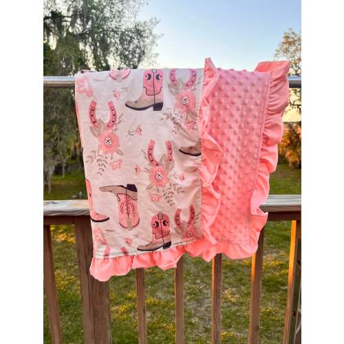 Western with ruffles  Minky Blanket