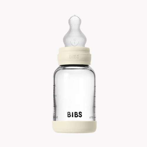 BIBS Baby Glass Bottle Set 4oz Silicone - Ivory | Smooth Feeding – Bibsworld store US