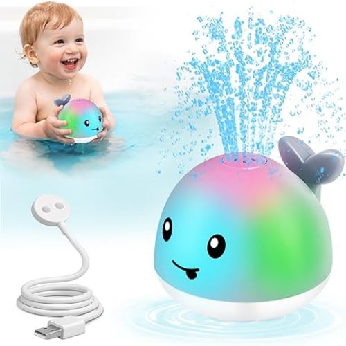 Original Magnetic Charging - Whale Bath Toy, Light Up Baby Bath Toys for Kids Ages 1-3, Baby Easter Basket Stuffers Bathtub Water Toy Sprinkler, 1 2 3 Year Boys Girls Gifts Bath Toy 6-12-18 Months