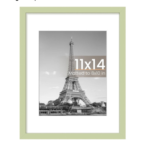 upsimples 11x14 Picture Frame, Display Pictures 8x10 with Mat or 11 x 14 Without, Wall Hanging Photo Frames, Green, 1 Pack