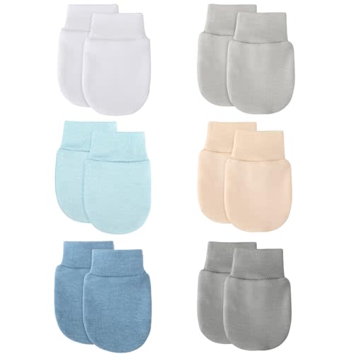 BQUBO 6 Pairs Newborn Baby Boys Girls Mittens 0-6 Months Unisex-Baby Infant Mittens Elastic No Scratch Wrist Gloves