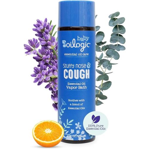 Oilogic Stuffy Nose & Cough Essential Vapor Bath for Babies & Toddlers | Gentle Bath Baby Essentials Calms, Soothe & Comfort – Pediatrician-Tested Baby Care Products - Safe for Babies