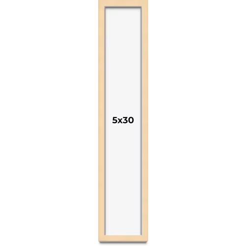 CountryArtHouse 5x30 Frame Natural Wood Picture Frame | 0.75 Inch Moulding Width | with UV Acrylic Plexiglass, Foam Board Backing & Hanging Hardware Included
