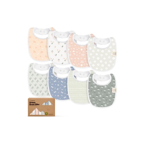 8-Pack Baby Drool Bibs, One Size