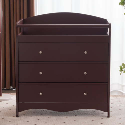 FCH Infant Changing Table, 3 Drawer Changer, Nursery Dresser Chest, MDF, Brown