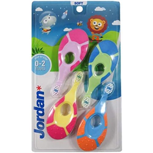 Jordan ® | Step 1 Baby Toothbrush | 0-2 Years, Soft Bristles, BPA Free | 4 Pack