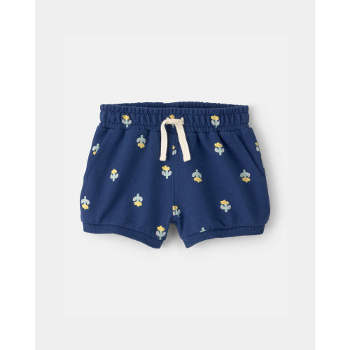 Baby Girl Floral French Terry Shorts - Navy Blue | Carter's