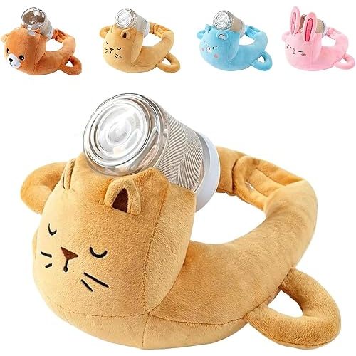 New Bottle Holder Pillow Plush for Self Feeding, Hands Free Feeding Nursing Assistant, Ergonomic Support Cushion, Machine Washable (Orange)