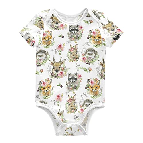 vvfelixl Baby Girls' Bodysuits Llama Alpaca Cactus Short Sleeve Cotton Baby Clothes For Girls 0-24 Months Black
