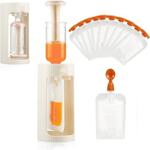 PandaEar Squeeze Station for Baby Puree Food Storage, Baby Food Pouch Filling Maker with 10 Pcs Pouches, Pouch Filling Station for Infant and Toddlers