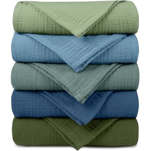 Muslin Receiving Blankets 5 Pack, Soft Swaddle Wraps for Newborn Babies