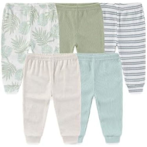 Unisex Baby 5-Pack Long Pants Boys Girls Toddler Cotton Shorts Gift Set