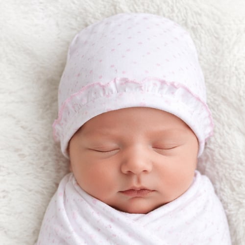 Mini Dots Ruffle Hat - Pink