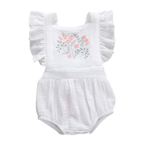 THEA Embroidered Ruffle Romper - Hazel & Bo