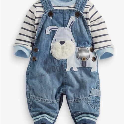 Cute Baby Boy Clothes Suit Toddler Boys' Striped long Sleeve T-Shirt+Denim Overalls Jumpsuit Pants Outfits Sets