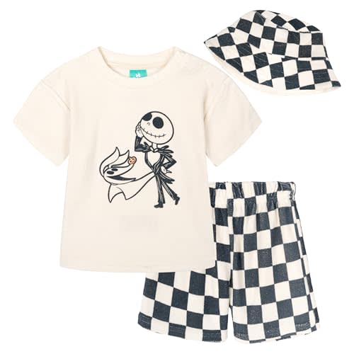 Disney Baby Loop Terry Cloth T-Shirt, Shorts & Bucket Sun Hat 3 Piece Outfit Set Newborn to Infant Sizes (0-24 Months)
