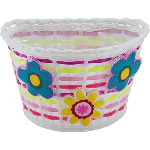 Schwinn Bike Basket for Kids Bike, with Light-Up Flowers Motion Activated, Fits Most Kids Bike Handlebars, Easy to Install Bicycle Accessories for Boys and Girls