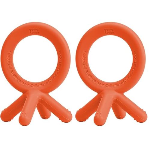 Comotomo Silicone Baby Teether, Orange (Pack of 2)