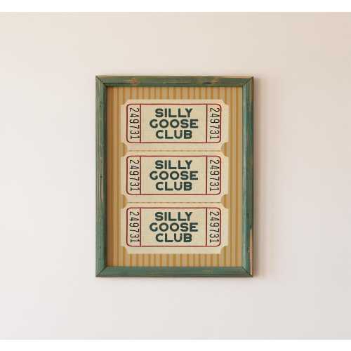 Silly Goose Club Wall Art Print | Retro Ticket Print | Playroom Art | UNFRAMED | KIKIANDNIM