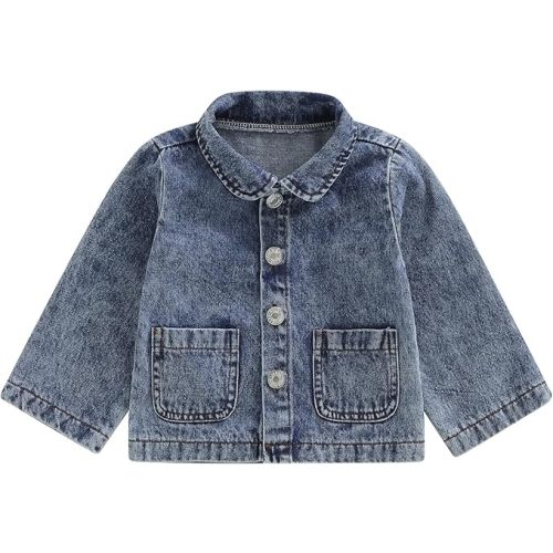 Thorn Tree Girls Denim Jacket Turn Down Collar Outerwear Long Sleeve Button Down Coat Toddler Fall Clothes