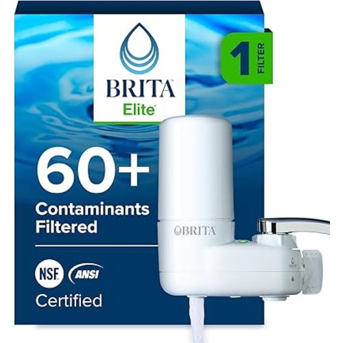 Brita Faucet Mount Water Filter System, White, No-Wait Filtration, Easy Install, Multi-Use Tap Water Filter for Kitchens, Bathrooms & Small Spaces