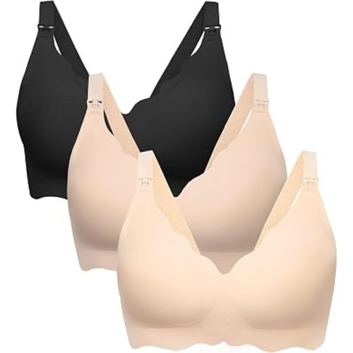 Angelhood Nursing Bras for Breastfeeding 3 Pack Seamless Maternity Bra
