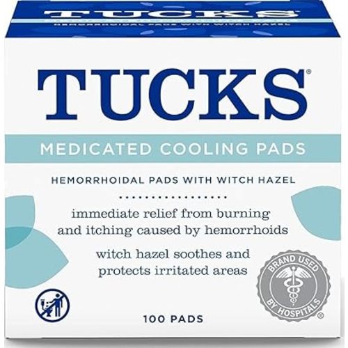 TUCKS Medicated Cooling Pads, 100 Count – Hemorrhoid Pads with Witch Hazel, Cleanses Sensitive Areas, Protects from Irritation, Hemorrhoid Treatment, Medicated Pads Used by Hospitals