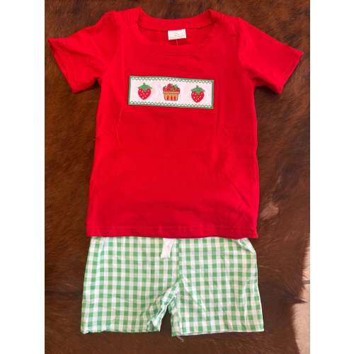 Strawberry boy outfit set – Rooted In Grace Boutique