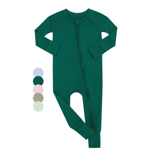 WIBACKER Baby Unisex Bamboo Viscose Pajamas with Mitten Cuffs-Boys Girls Front Zip Long Sleeve Footless Sleepers