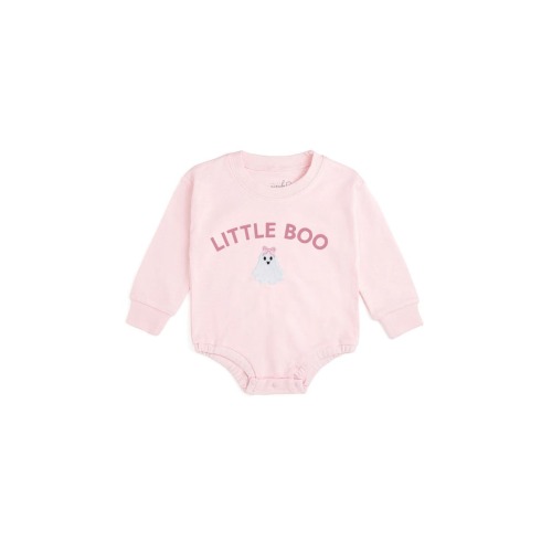 Pink Little Boo Patch Halloween Long Sleeve Romper