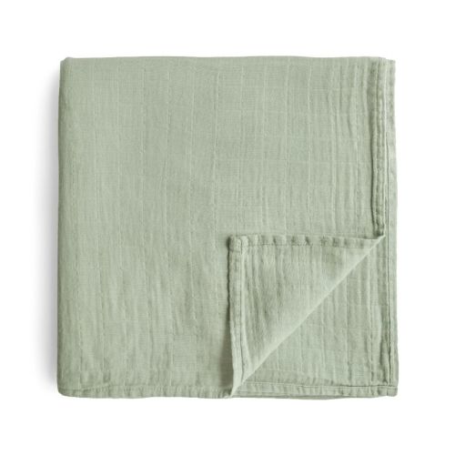 Organic Cotton Muslin Swaddle Blanket Sage One Size