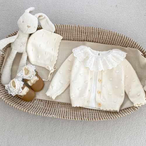 Simplee kids Baby Girl Cardigan,Cream Embroidery, 3-6 Months