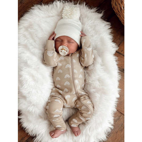 Tan Rainbow / Organic 2-Way Zip Romper