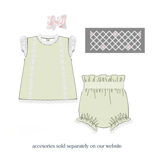 Green & Pink Ribbon Smocked Heirloom Diaper Set – Little Bear Smocks