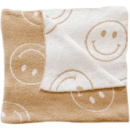 forever french Baby Plush Blanket | for Infant Toddler and Newborn | Receiving Blanket | 100% Microfiber Feather Yarn | Soft Warm Cozy for Crib Stroller & Travel | 45"x45" (Smile)
